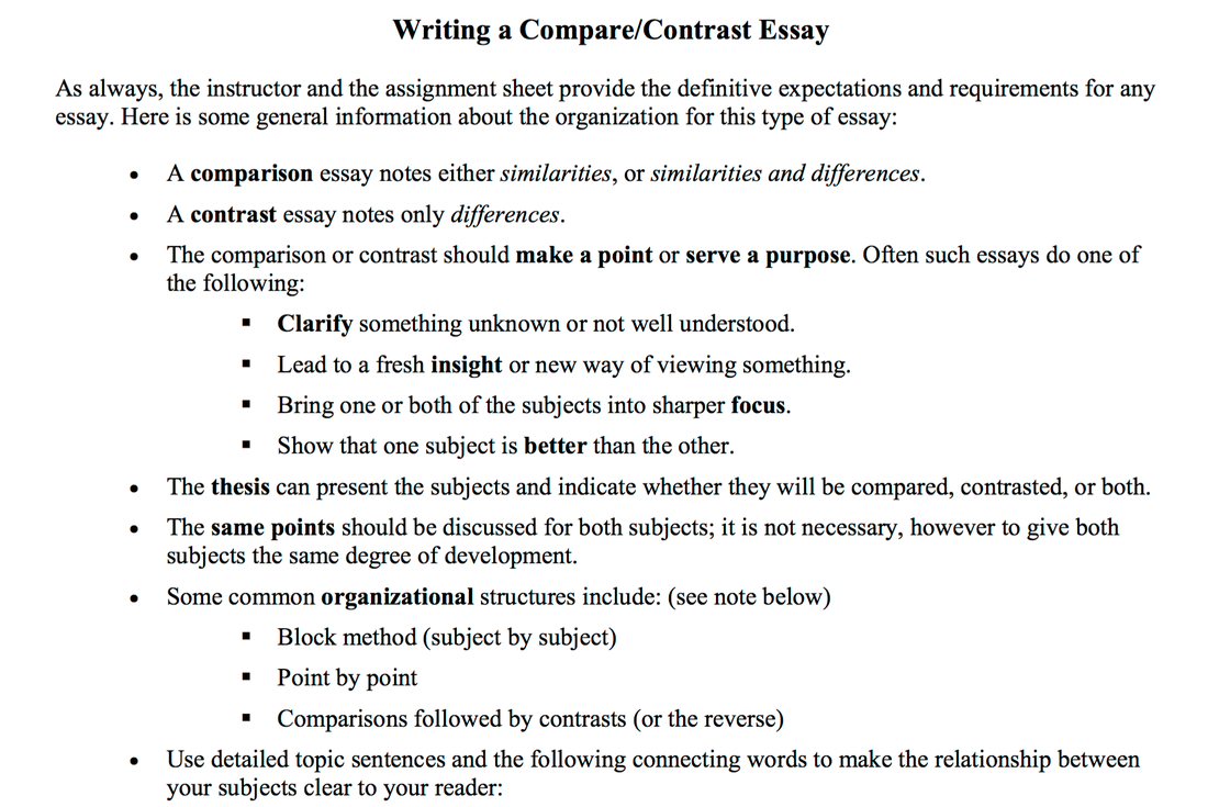 writing a compare and contrast paper